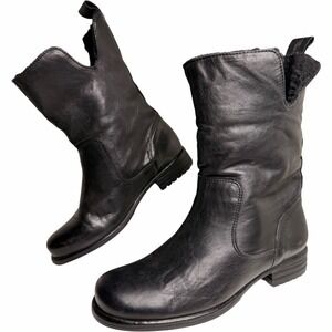 Nobrand‎ Black Leather Wool Lined Ankle Boots EU 37 US 6.5